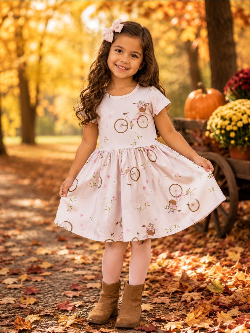 DotDotSmile Girls Bicycle Print Dress Size 3-4 Limited Edition Discontinued NWOT